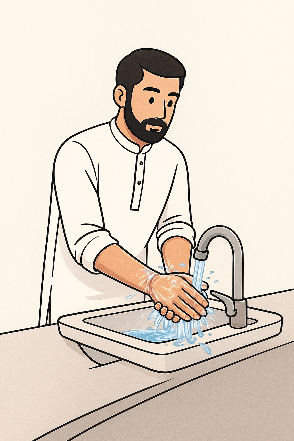 Step 2: Wash the hands three times