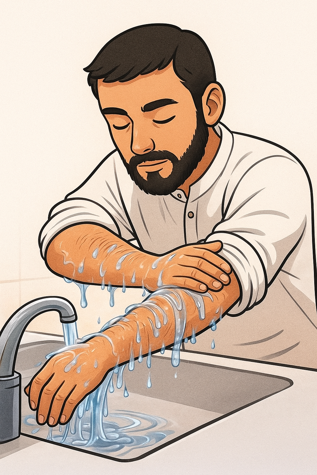 Step 6: Wash the arms three times