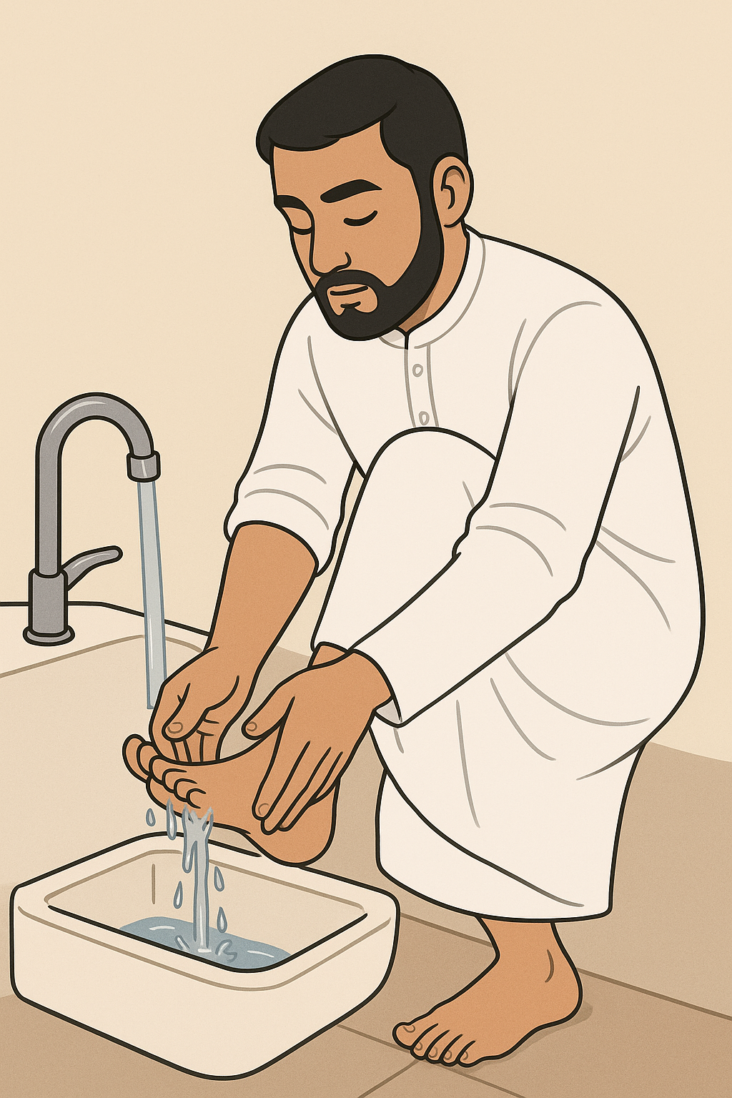 Step 9: Wash the feet three times